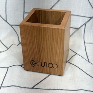 Cutco Wood Tool Caddy 5.5" Brown Oak Kitchen Shears Holder Made in USA